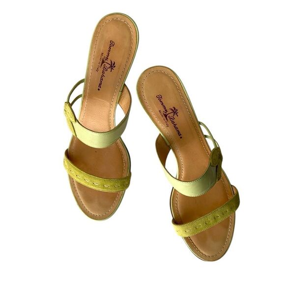 Tommy Bahama Green Kitten Heels Sandals Made in Italy in Size 9M - Picture 1 of 9